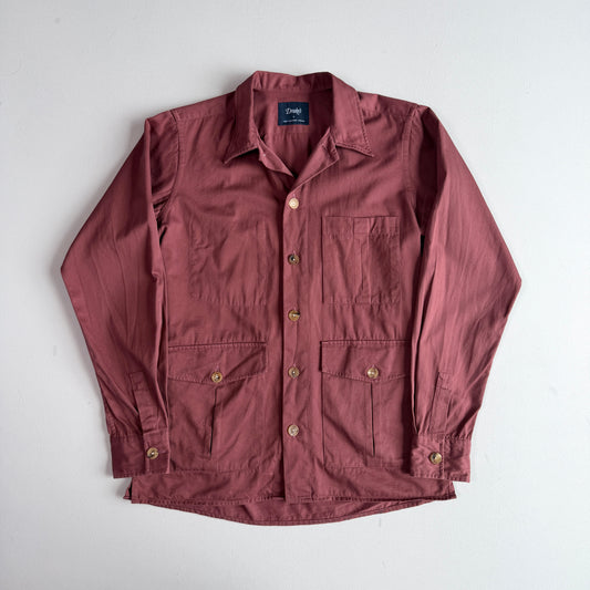 Drake's London (S) Maroon Cotton/Cashmere Chore Work Overshirt