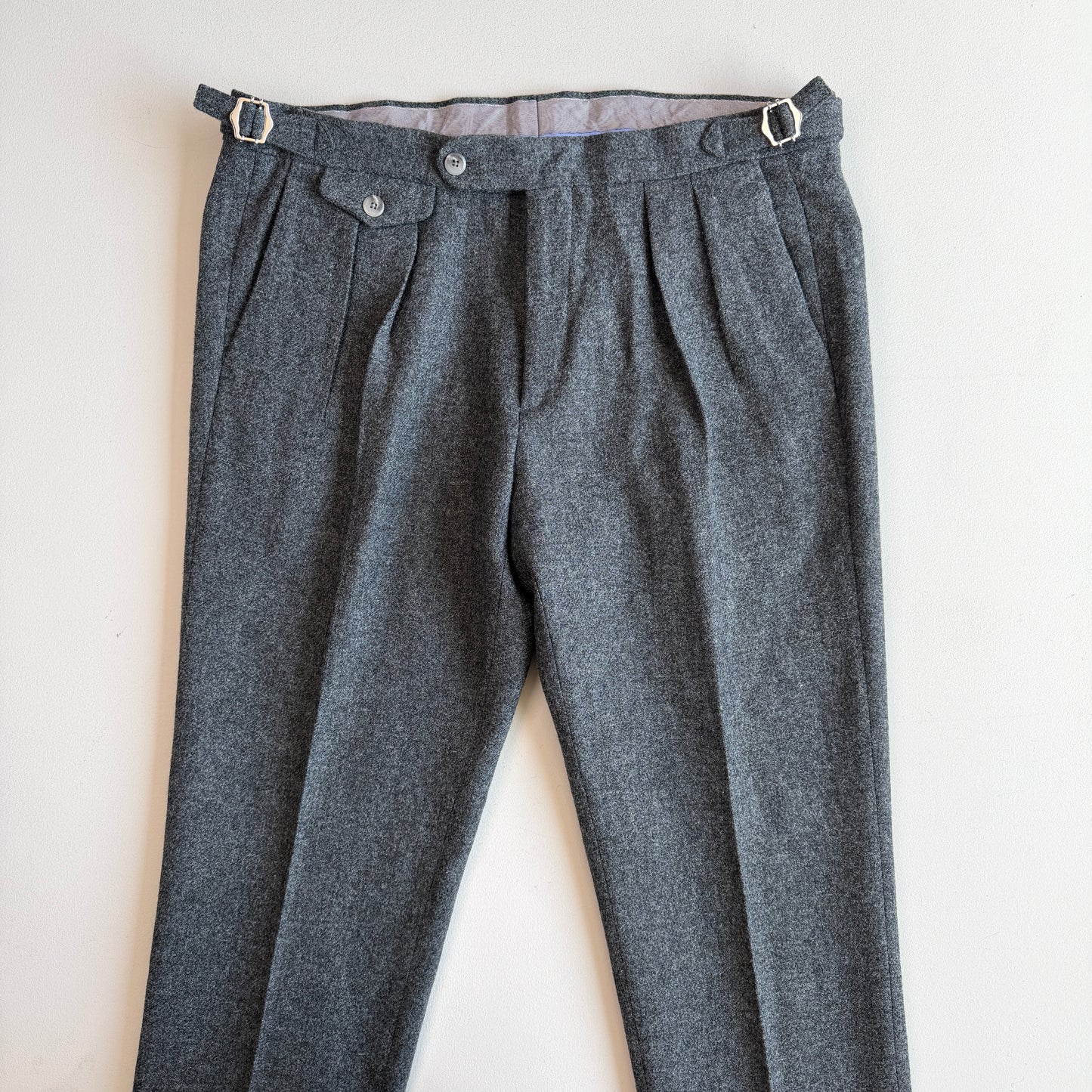 NWT Paul Stuart (38x32) Pleated Side-Tab Tweed Wool Gray Pants