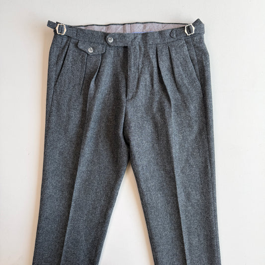 NWT Paul Stuart (38x32) Pleated Side-Tab Tweed Wool Gray Pants