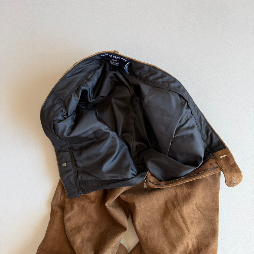 Ralph Lauren Polo Sport (33x30) Suede Leather Brown Lined Pants