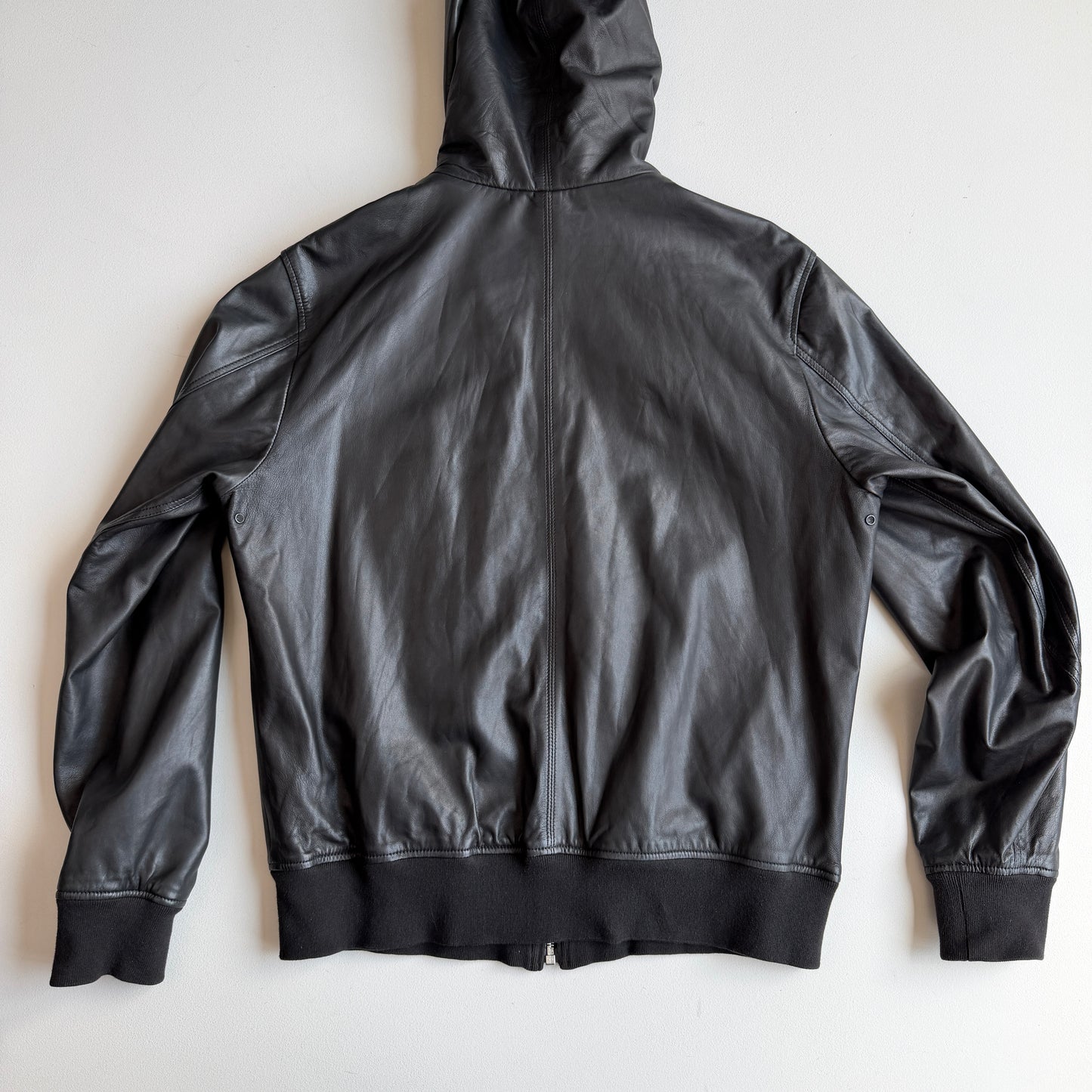 rag & bone (L) Glove Soft Lamb Leather Hooded Black Jacket