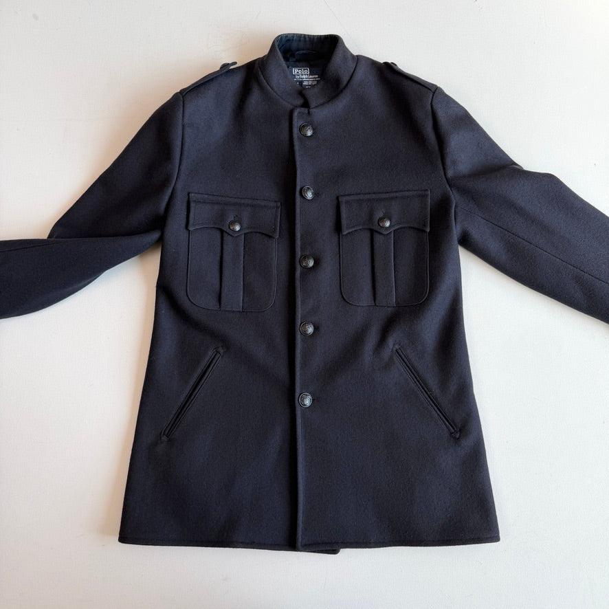 VNTG Polo Ralph Lauren (M) Naval 100% Melton Wool Epaulet Military Jacket