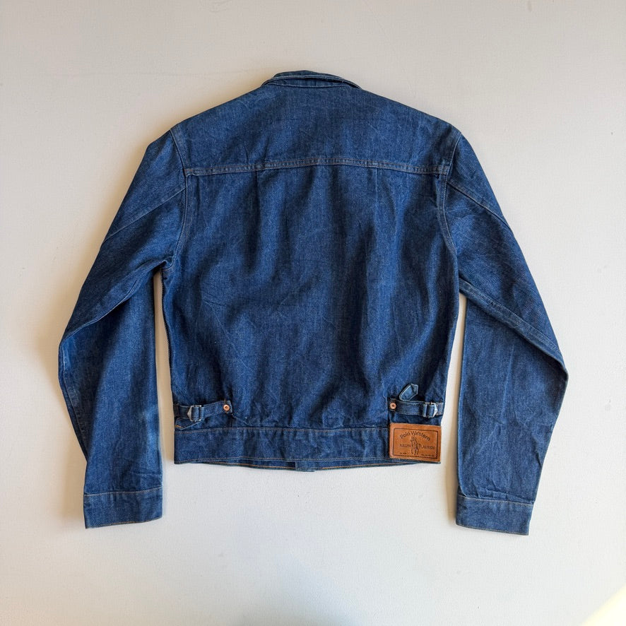 VNTG Ralph Lauren Polo Western (M) Indigo Denim Copper Button Western Trucker Jacket