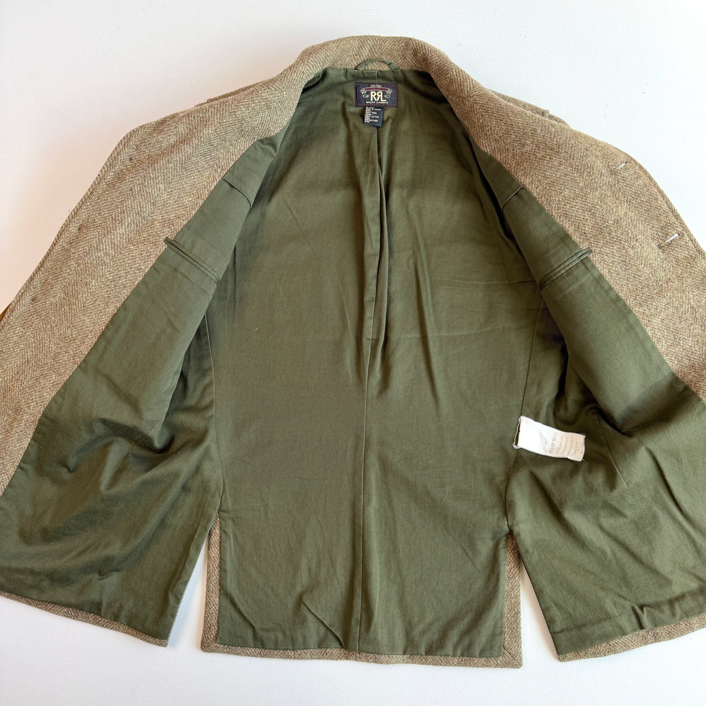 VNTG RRL Ralph Lauren (M) Olive Wool tweed Double Cape Sports Coat