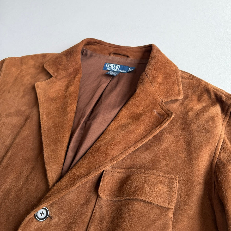 Polo Ralph Lauren (XL) Half-Norfolk Suede Leather Tawny Brown Sport Coat