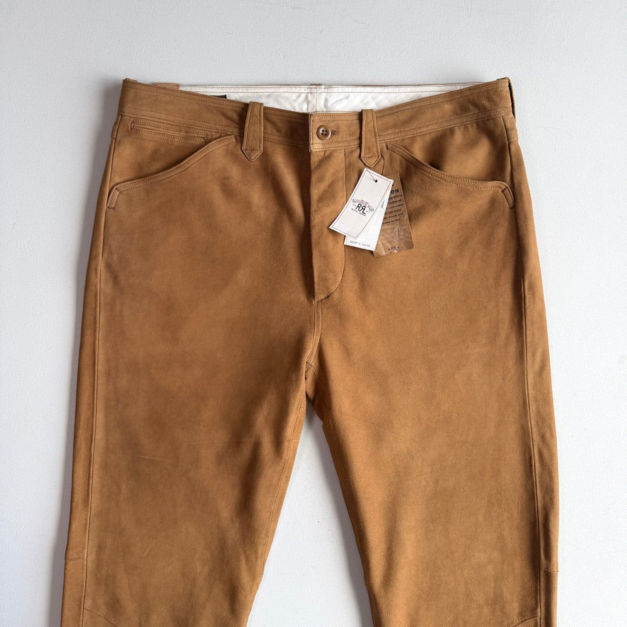NWT RRL Ralph Lauren (36x30) Sheep Suede Leather Western Tawny Brown Pants