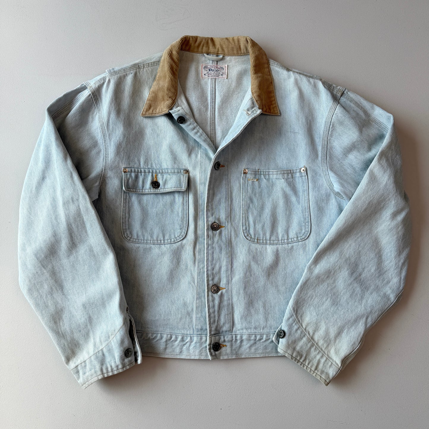 VNTG Polo Ralph Lauren (XL) "Sun-Bleached" Western Trucker Denim Jacket