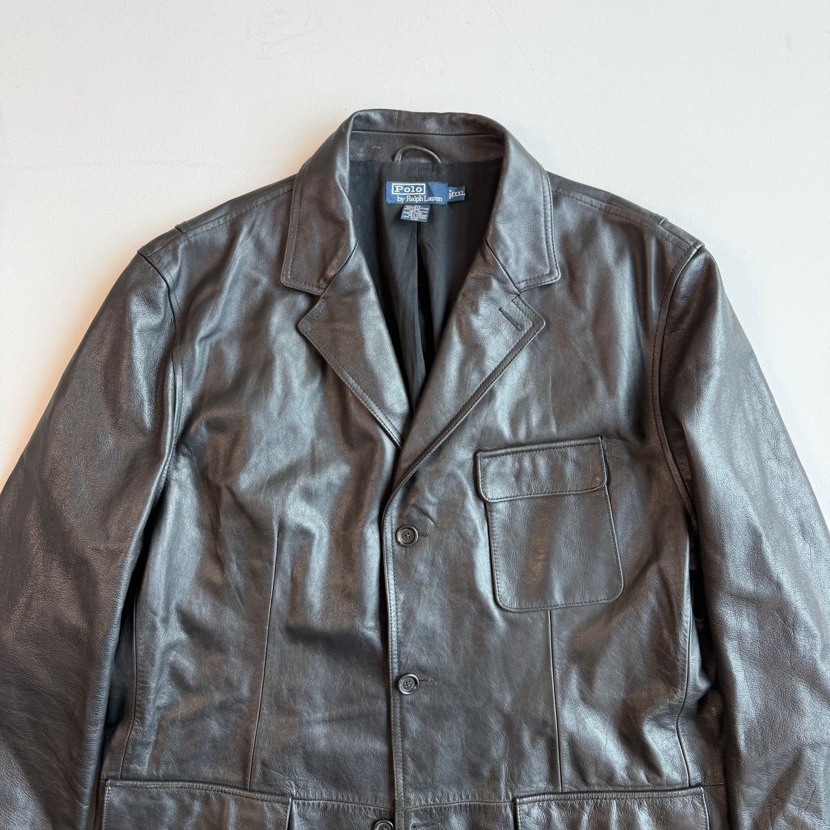 Polo Ralph Lauren (2XL) Black Leather Half-Norfolk Sport Field Coat