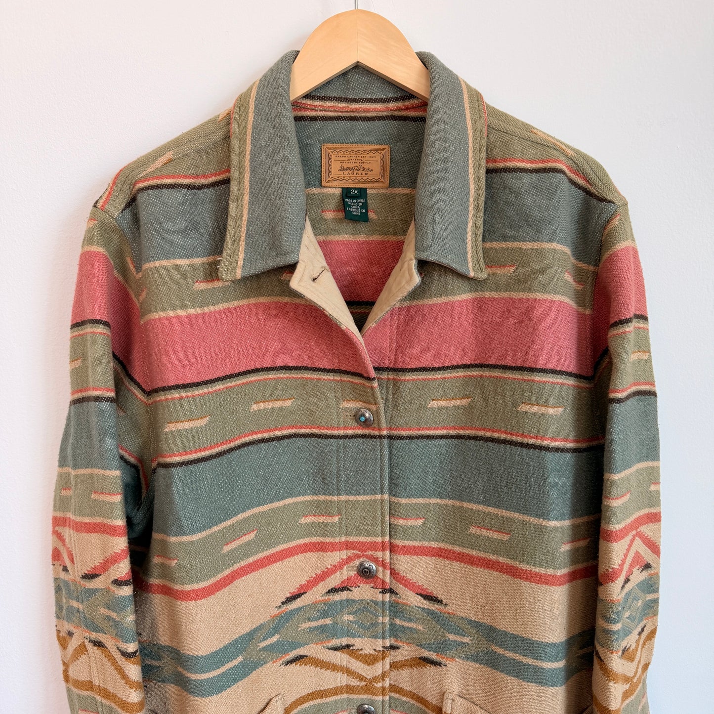 VNTG Lauren Ralph Lauren (2X) Southwest Cotton Blanket Jacket