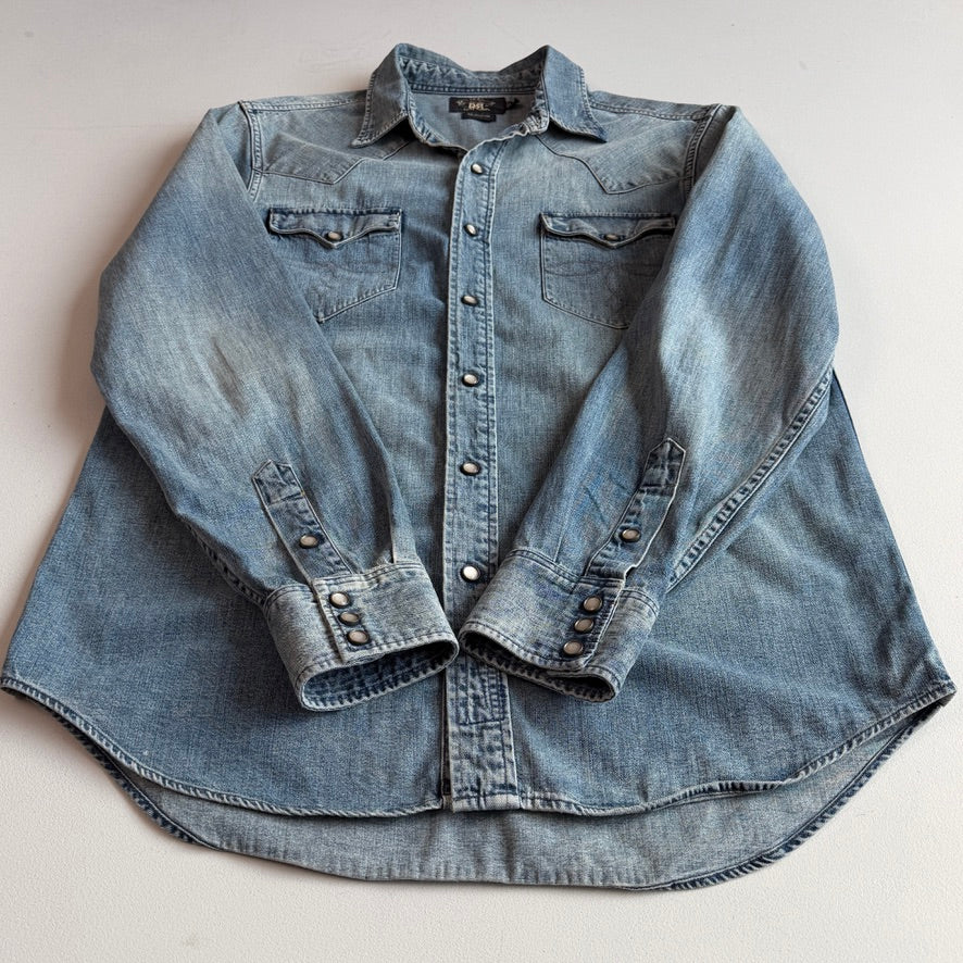 Ralph Lauren RRL (L) Pearl Snap Denim Western Shirt