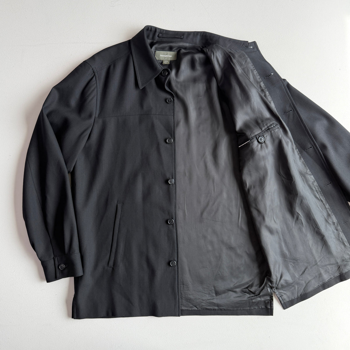 Ermenegildo Zegna (M/50) Black 100% Wool Woven Car Coat
