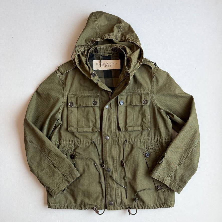 Burberry Brit (L) Military Green Cotton Herringbone Field Jacket