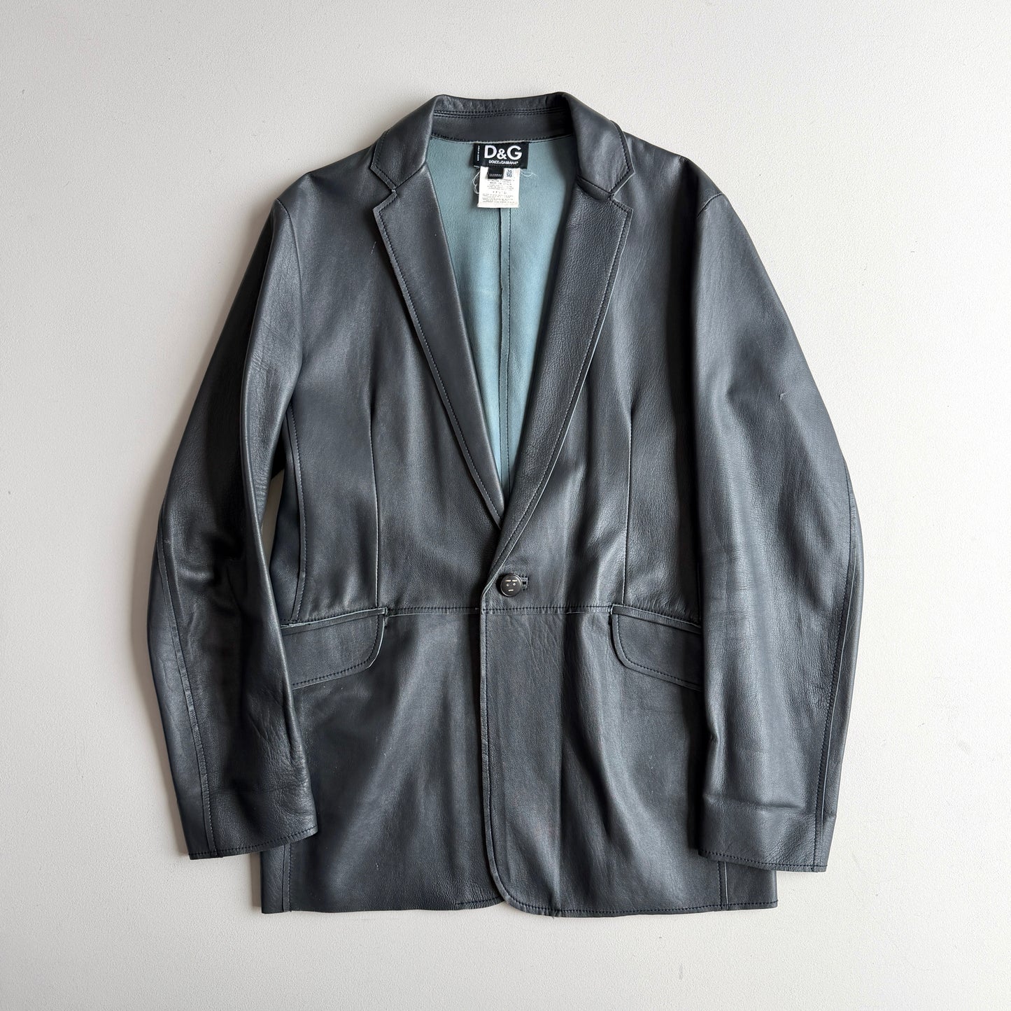 Dolce & Gabbana (50IT) Slate Blue/Teal Leather Single Button Sport Coat