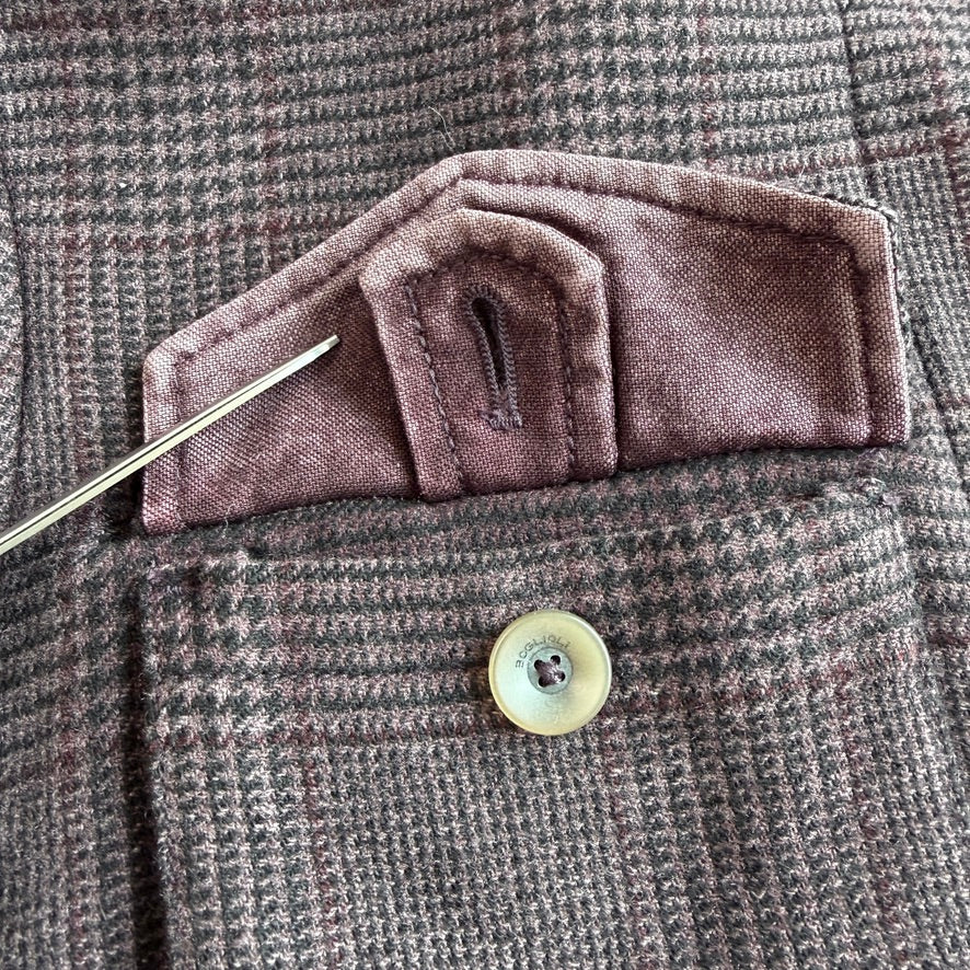 Boglioli (54IT / XL) 100% Cashmere Glen Plaid Maroon Field Jacket