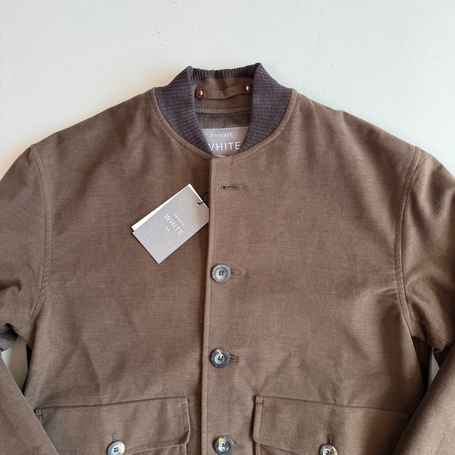 NWT Private White VC (3 / S) Brown Moleskin Cotton Blend Bomber Jacket