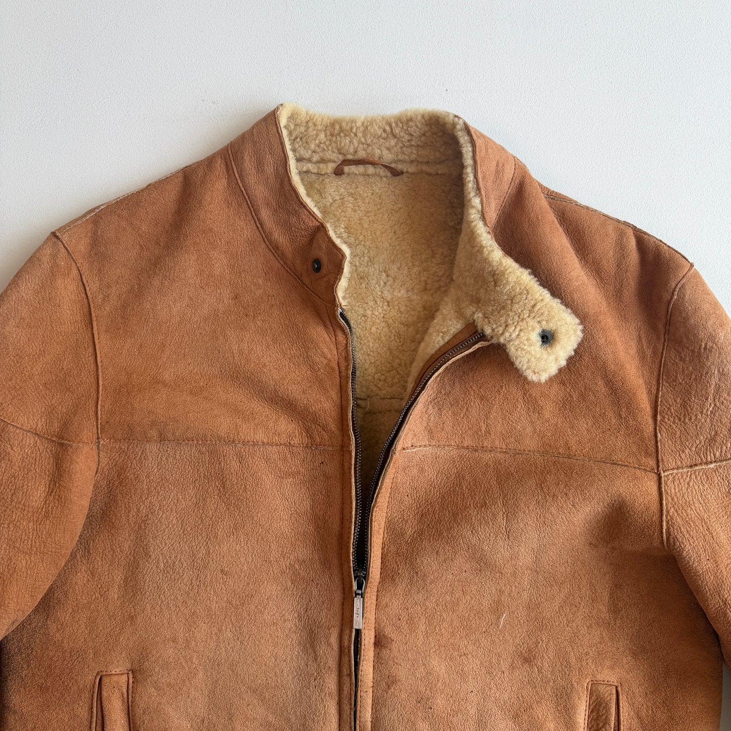 Ermenegildo Zegna (50IT /M) Leather Shearling Tan Bomber Jacket