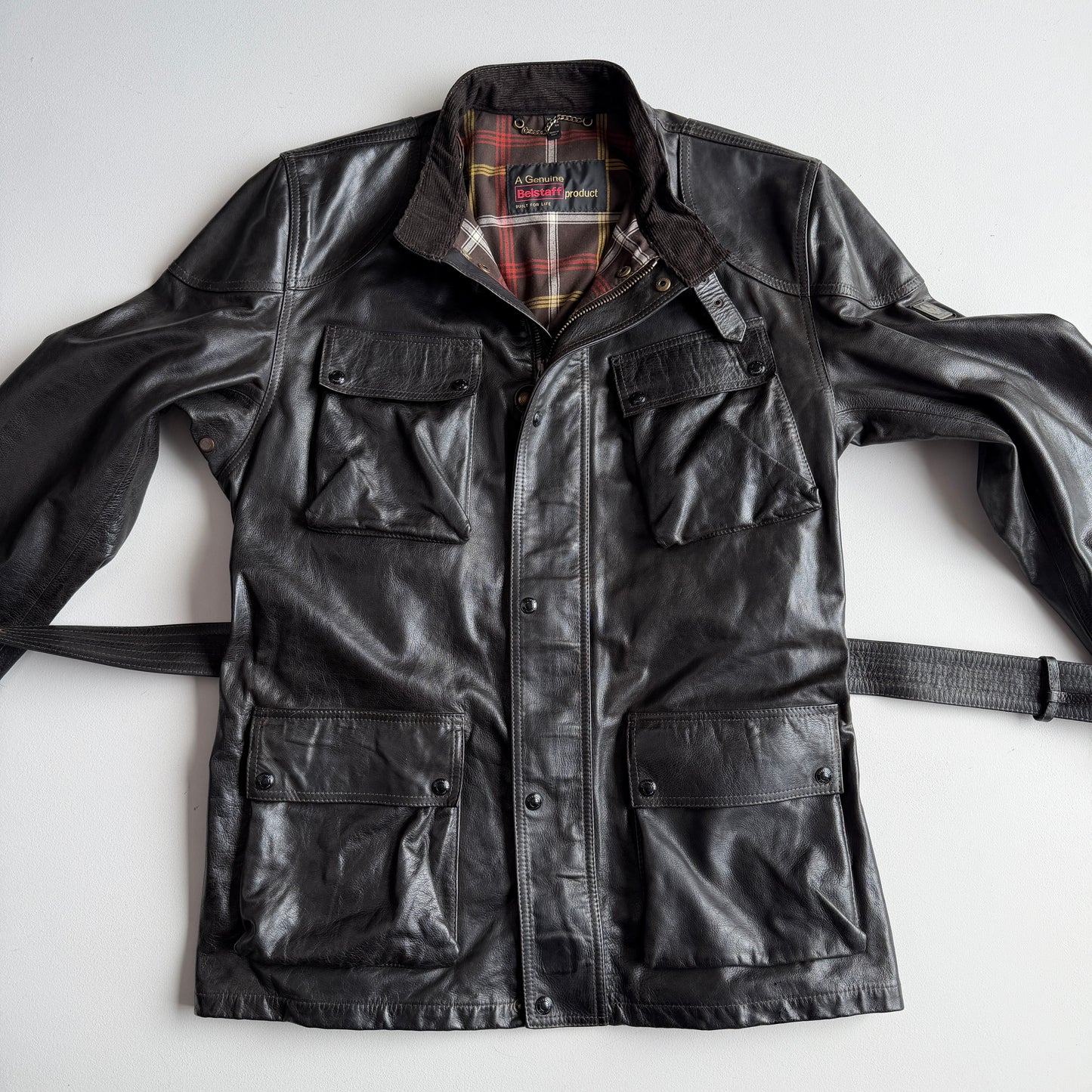 NWOT Belstaff (US 48 / 2XL) Trailmaster Panther Waxed Leather Motorcyle Jacket