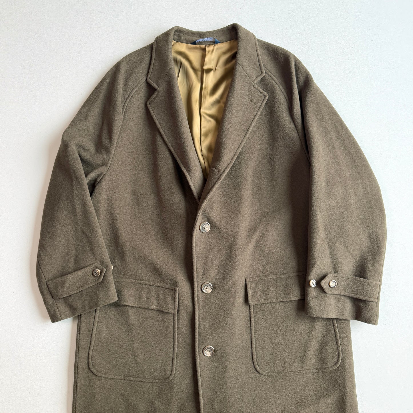 Polo Ralph Lauren (40R) Olive Green 100% Wool Balmacaan Raglan Overcoat