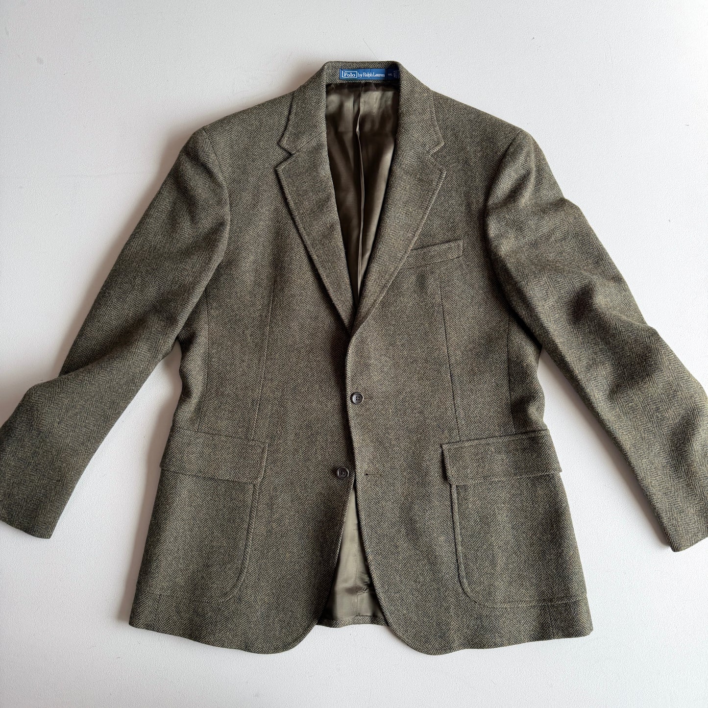 NWOT Polo Ralph Lauren (44L) Olive Green Wool/Cotton Tweed Moon Mill Fabric Sport Coat