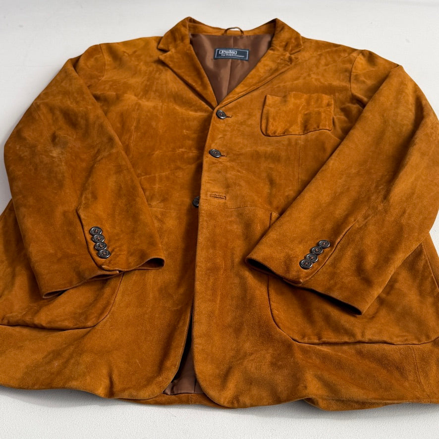 Polo Ralph Lauren (44, fits 44L) Tawny Brown Suede Leather Unstructured Sport Coat