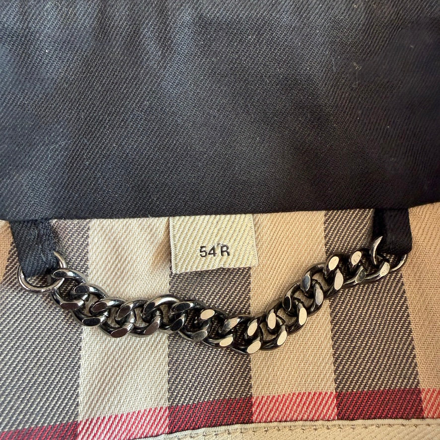Burberry (54R) Black Poly/Cotton Gabardine Trench Coat