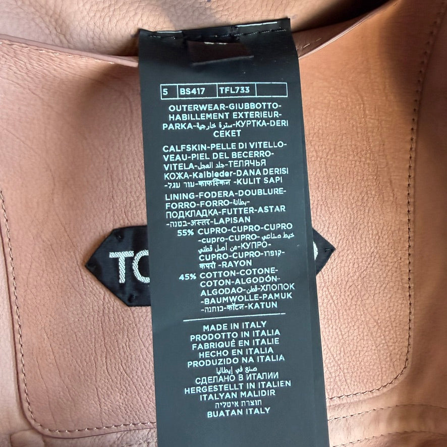 MINT! Tom Ford (50 IT) Blush Clay Calfskin Suede Leather Bomber-Style Jacket