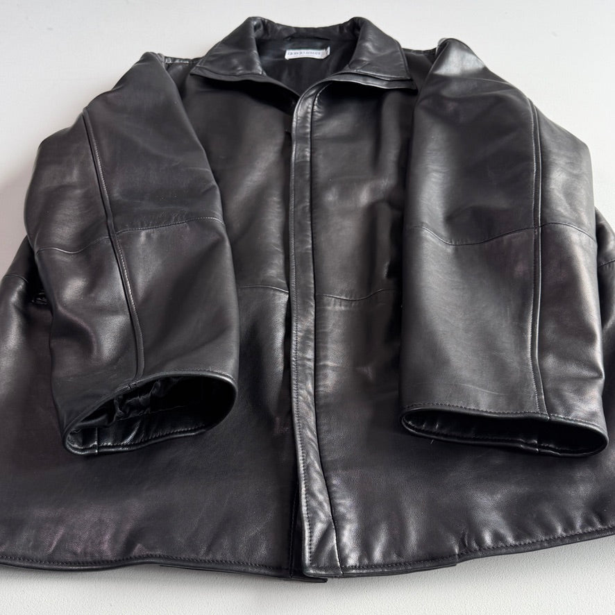 Giorgio Armani (42 /44) Black Glove Soft Lambskin Leather Coat