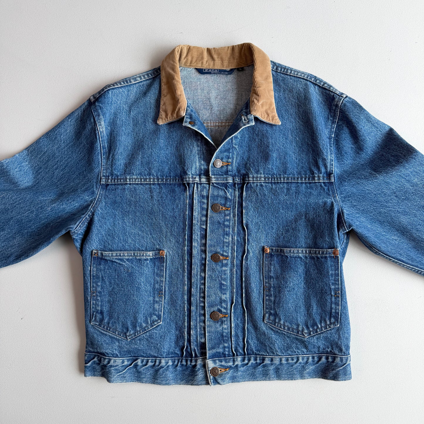 VNTG Polo Ralph Lauren (L) 80s Western Denim Side-Tab Trucker Jacket