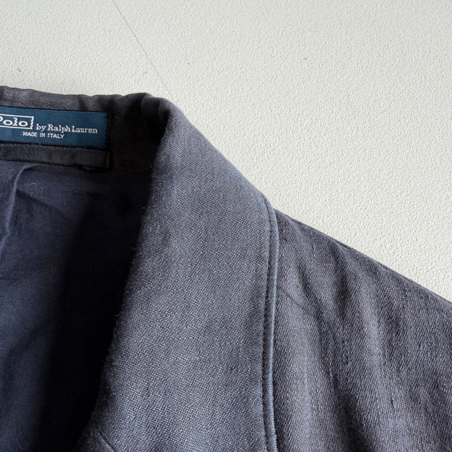 Polo Ralph Lauren (46 /46L) Half-Norfolk 100% Linen Slate Blue Sport Coat