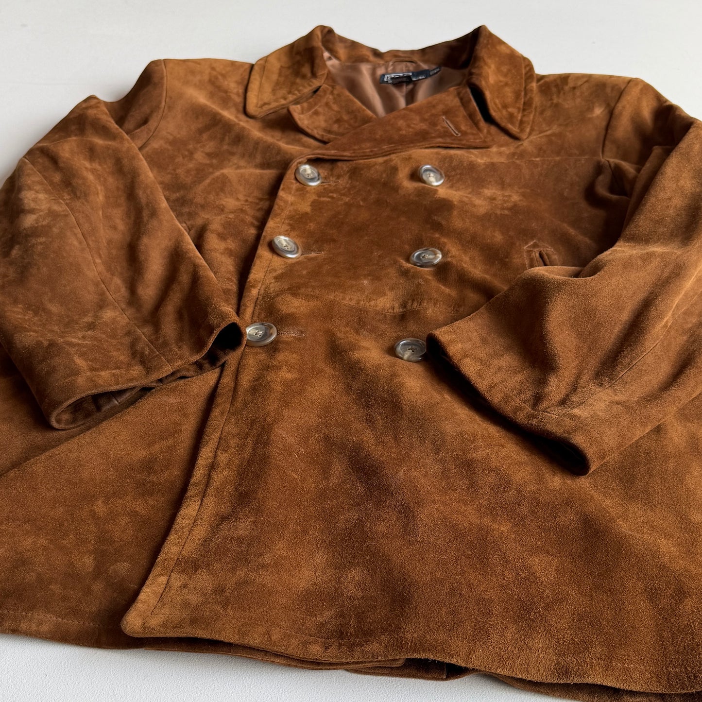 Polo Ralph Lauren (XL) Double Breasted Suede Leather Tawny Brown Coat