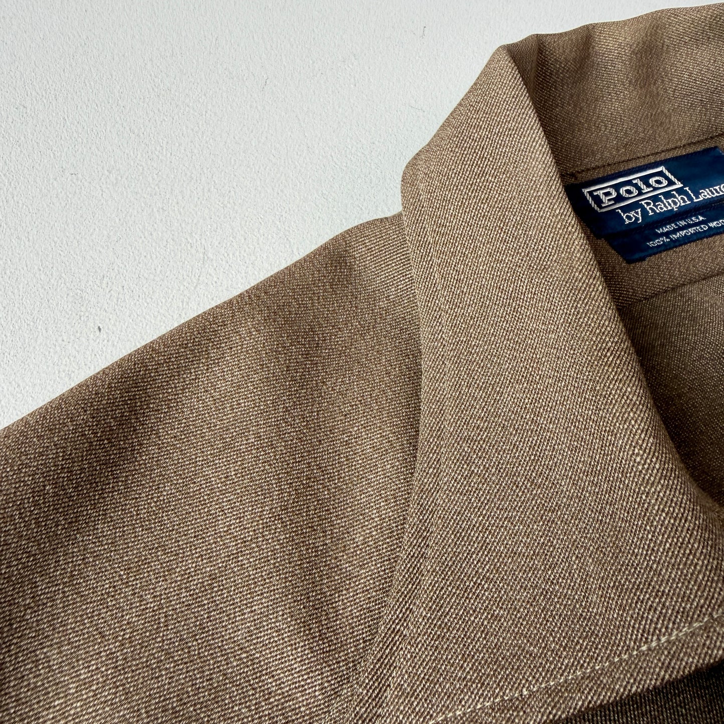 VNTG Polo Ralph Lauren (L) 100% Wool Whipcord Olive Military WWII Shirt