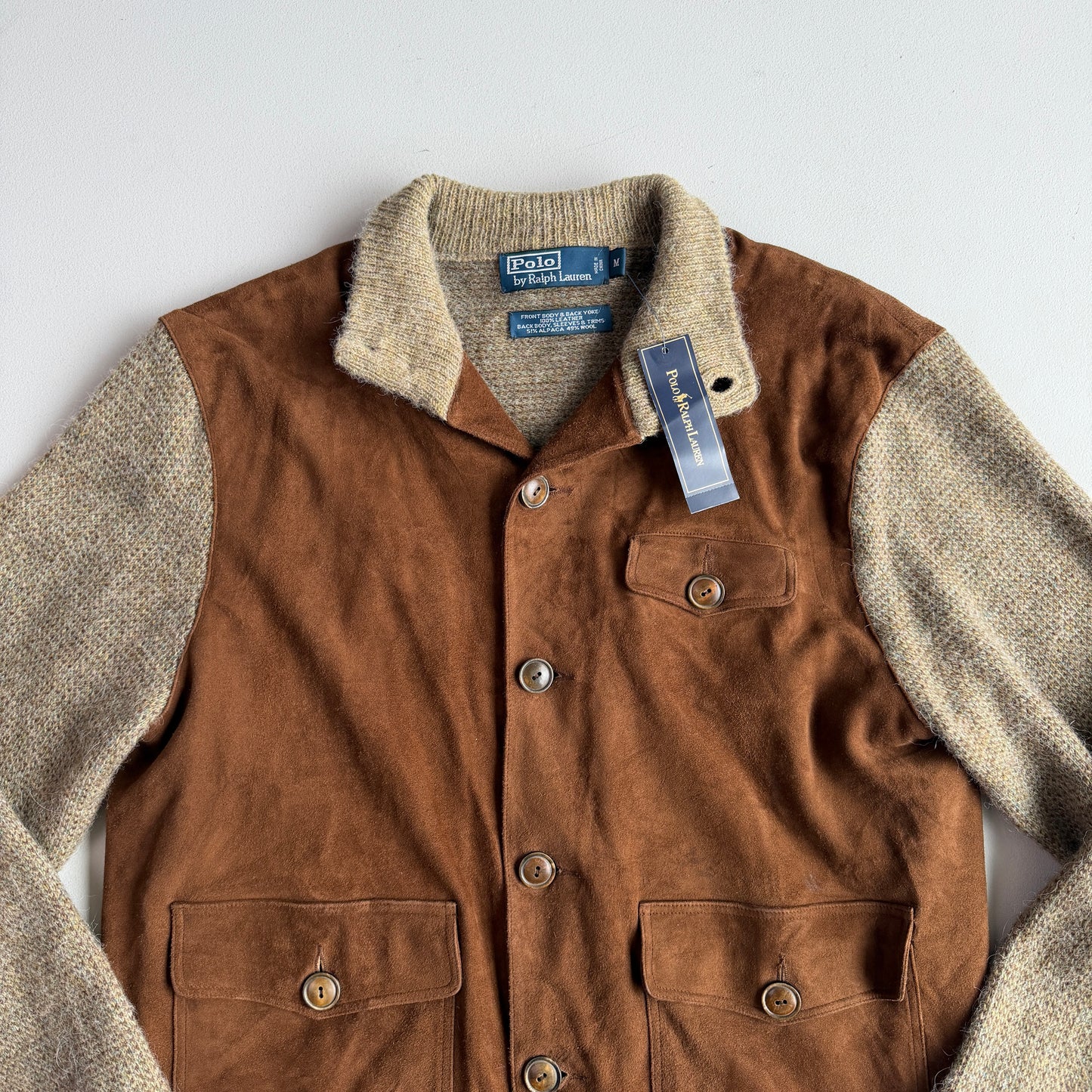 NWT Polo Ralph Lauren (M) Suede Alpaca/Wool Button Sweater