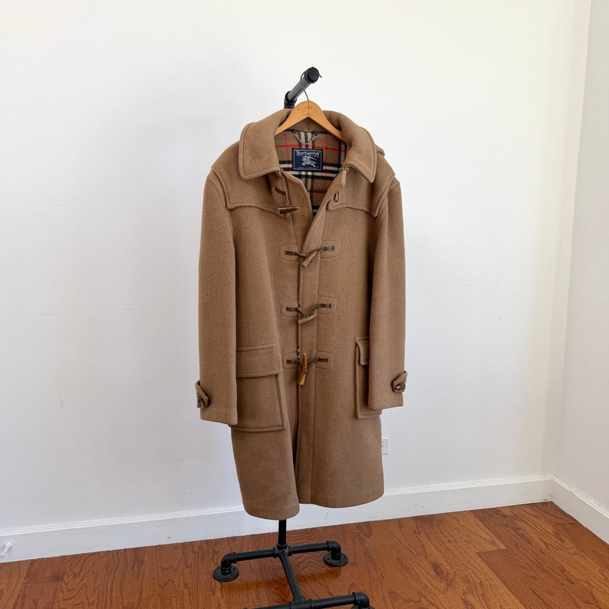 VNTG Burberry London (48) 100% Wool Brown Nova Check Duffle Coat