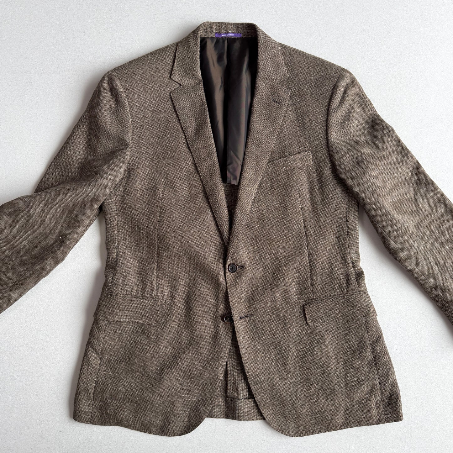 Ralph Lauren Purple Label (42R) Linen/Wool Hopsack Taupe Sport Coat