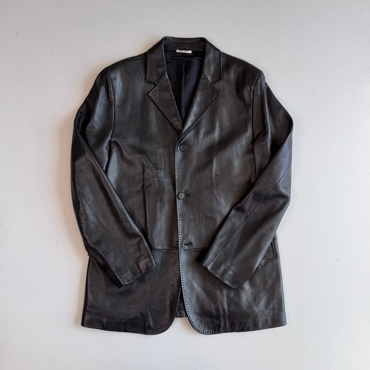 Ermenegildo Zegna (54/XL) Glove-Soft Leather Black Sports Coat