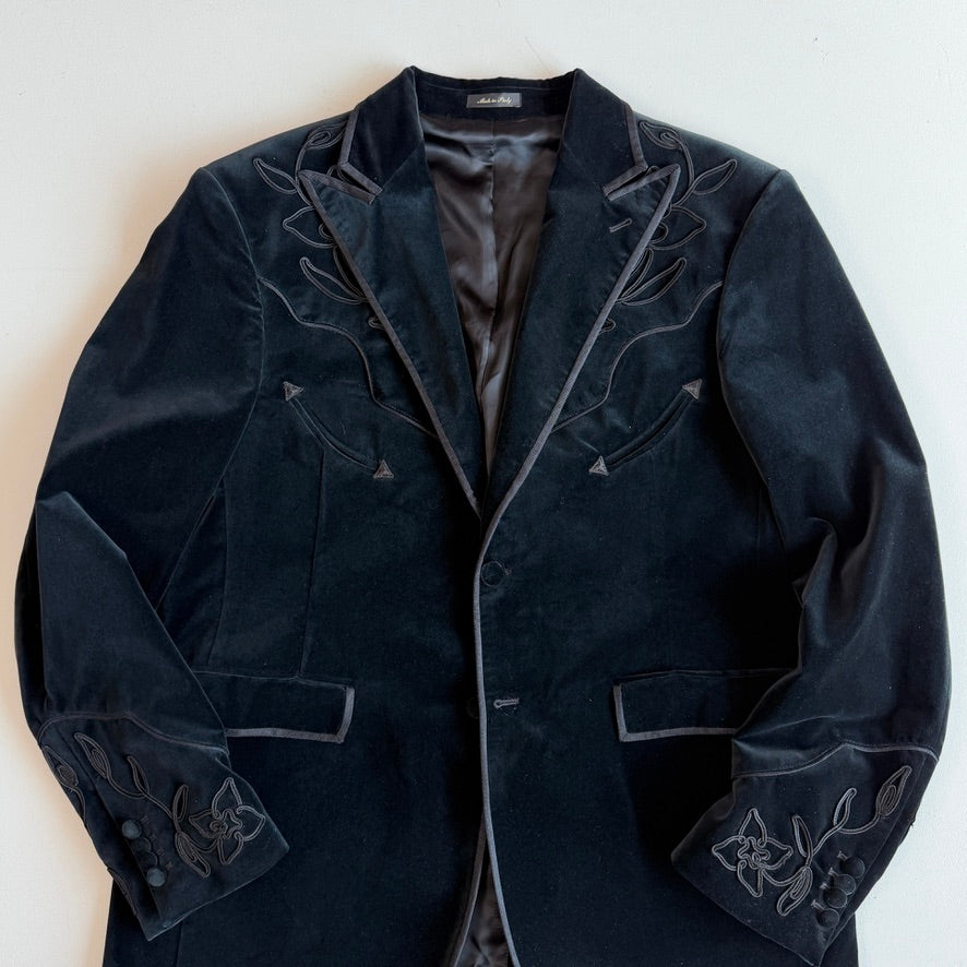 RRL Ralph Lauren (46R) Velvet Velour Floral Decorative Western Sport Jacket