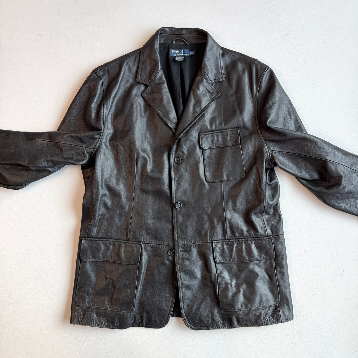 Polo Ralph Lauren (2XL) Black Leather Half-Norfolk Sport Field Coat