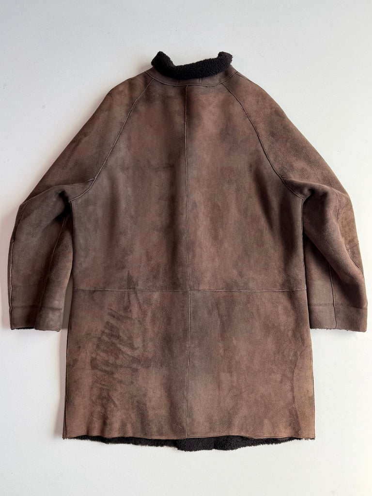 Polo Ralph Lauren (L) Shearling Sheep Leather Chocolate Brown Coat