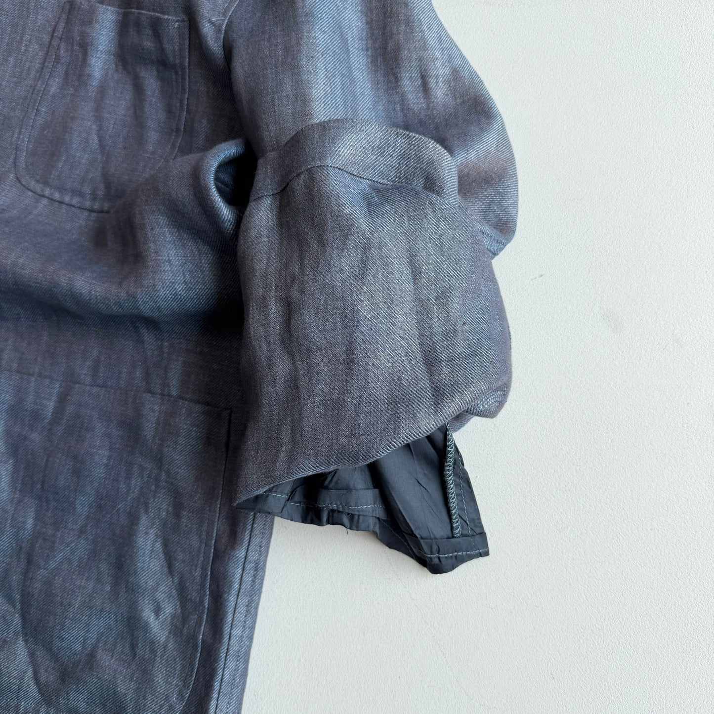 Canali 48IT (fits like 50IT) Iridescent Slate Blue Linen Chore Coat