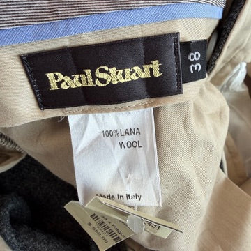 NWT Paul Stuart (38x32) Pleated Side-Tab Tweed Wool Gray Pants