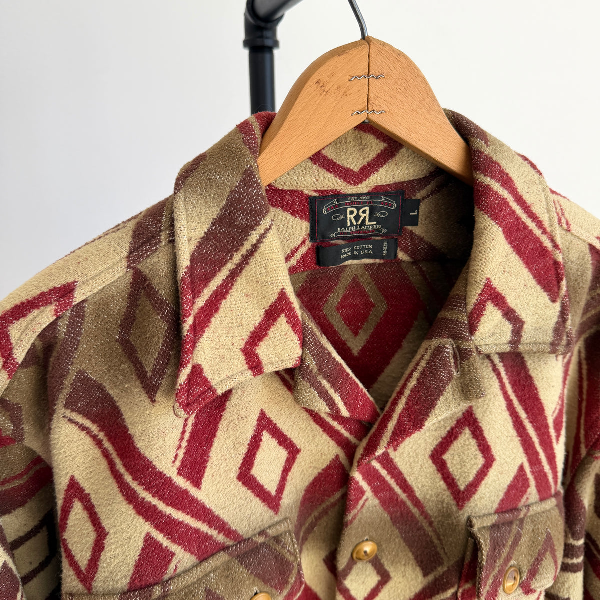 VNTG Ralph Lauren RRL (L) Cotton Blanket-Like Southwest Diamond Overshirt