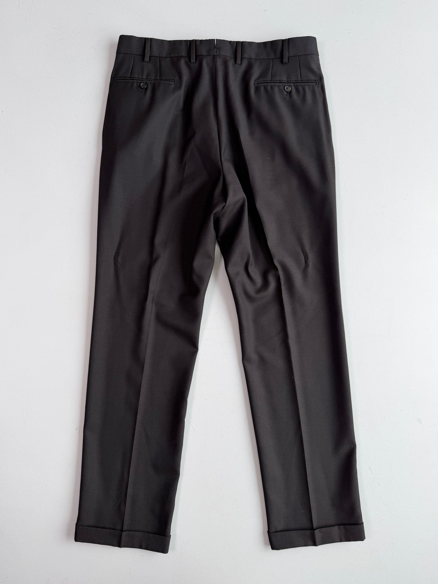 Isaia (36 x34) Dark Brown Wool Hopsack Basketweave Cuffed Pants