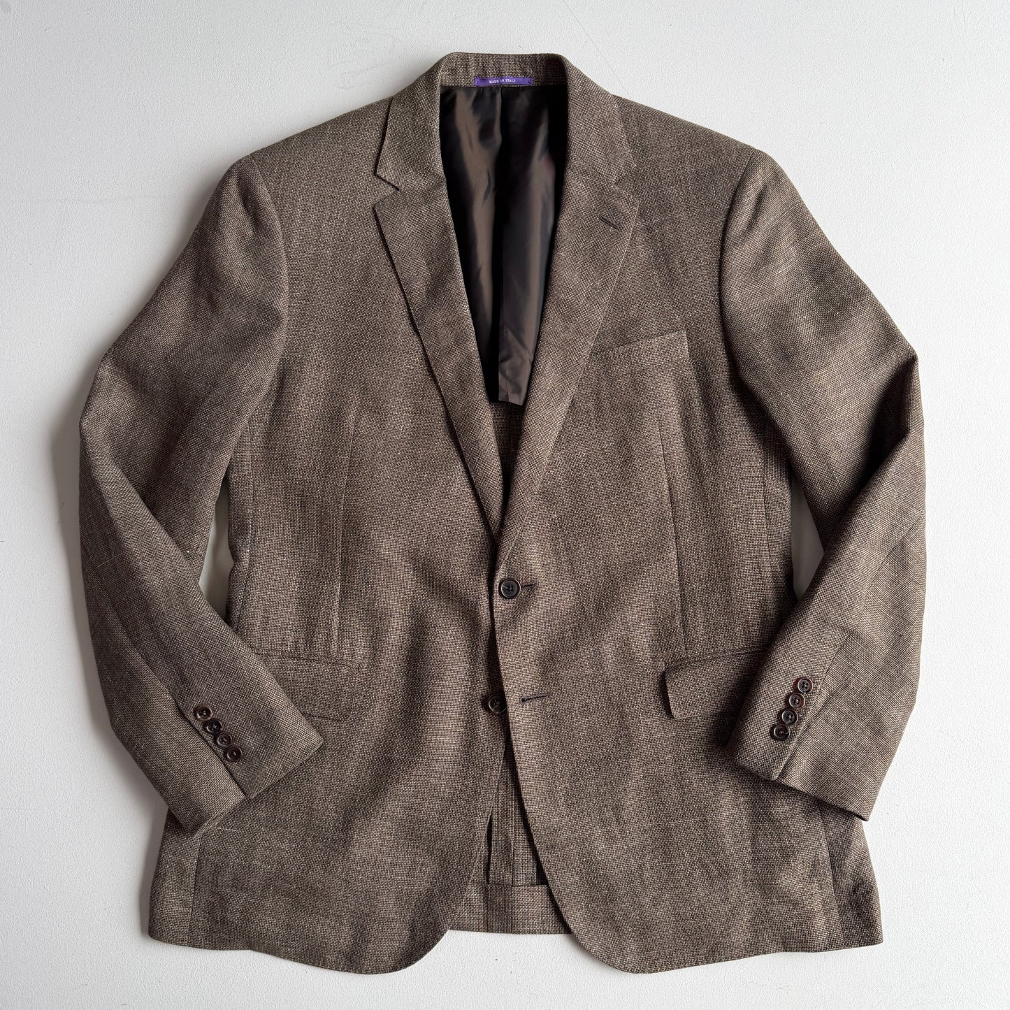 Ralph Lauren Purple Label (42R) Linen/Wool Hopsack Taupe Sport Coat