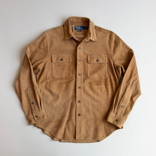 MINT! Polo Ralph Lauren (M Classic Fit) Goat Suede Leather Tan Brown Overshirt