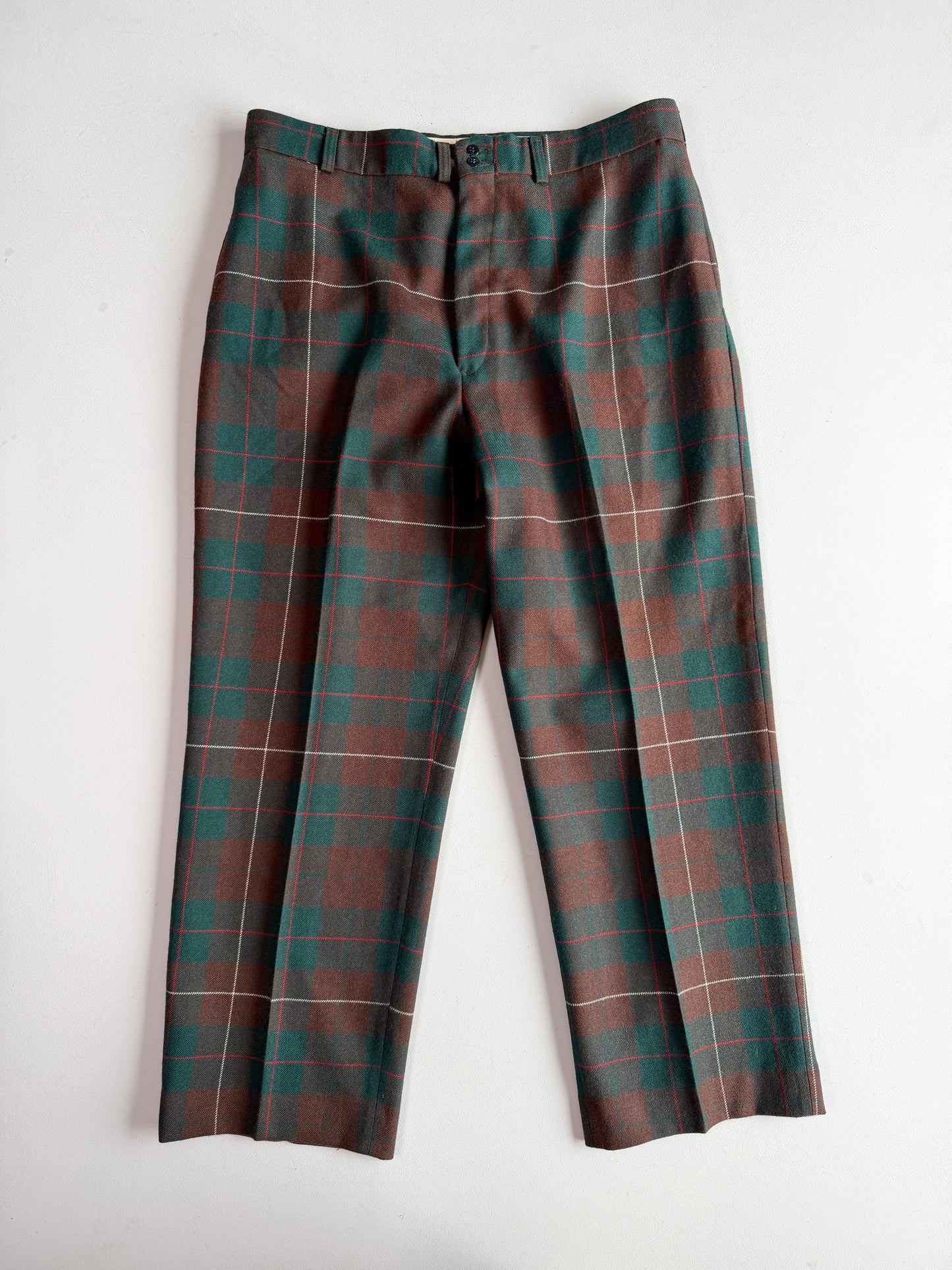 VNTG RRL Ralph Lauren (38x32) Wool Flannel Tartan Plain Trouser Pants