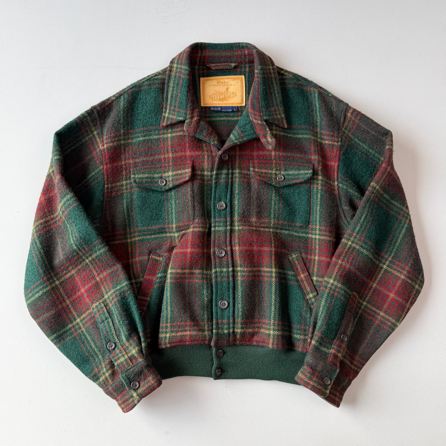 VNTG Polo Ralph Lauren (L) Wool Plaid Sportsman Button Jacket