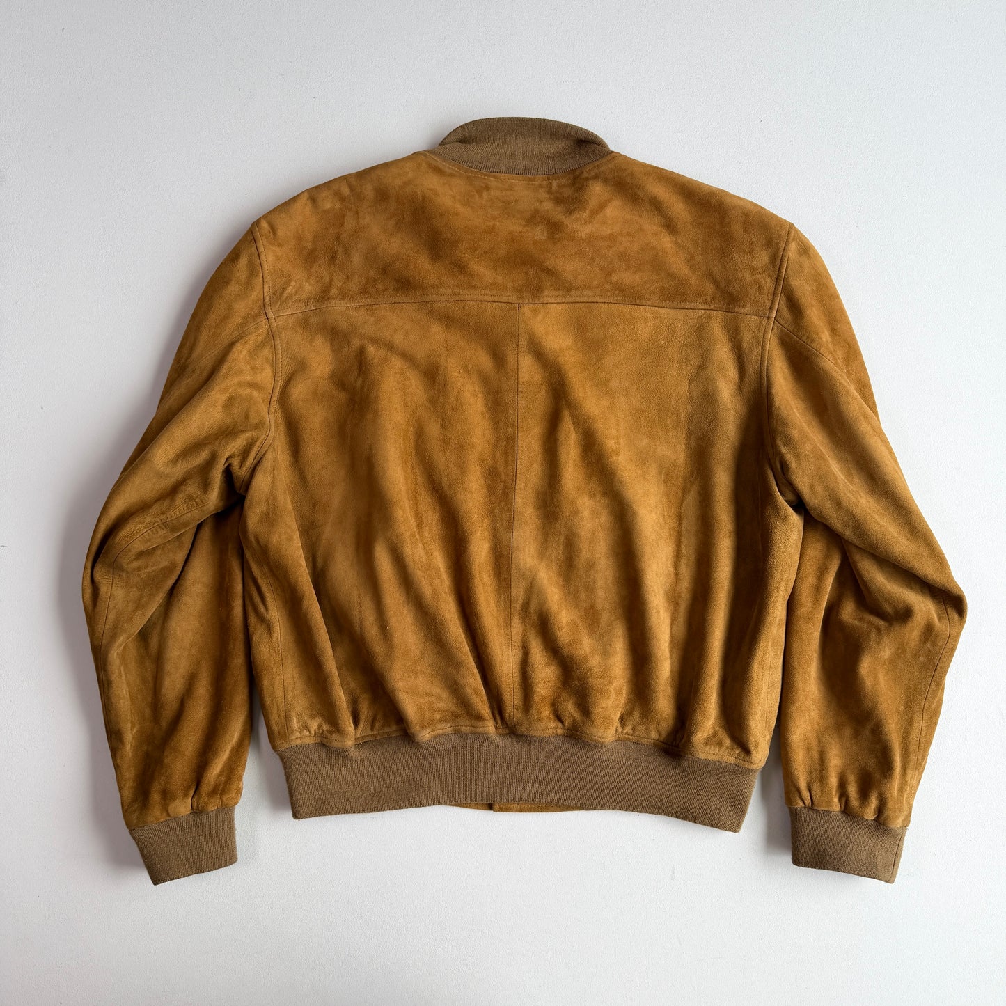 Polo Ralph Lauren (XL) Mustard Brown Suede Leather Button Bomber Jacket