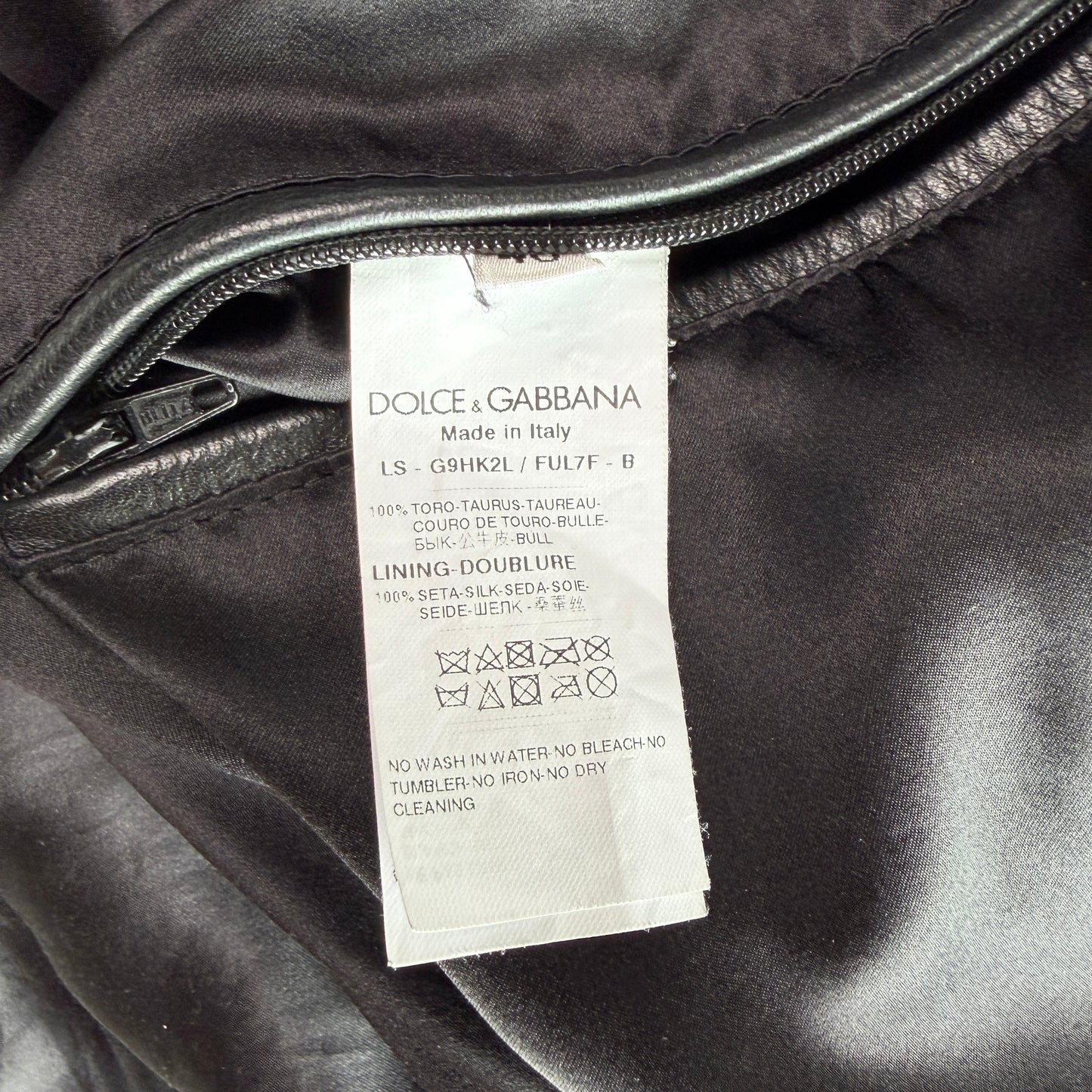 Dolce & Gabbana (48IT / M) Black Leather Brass Zipper Cafe Racer Jacket