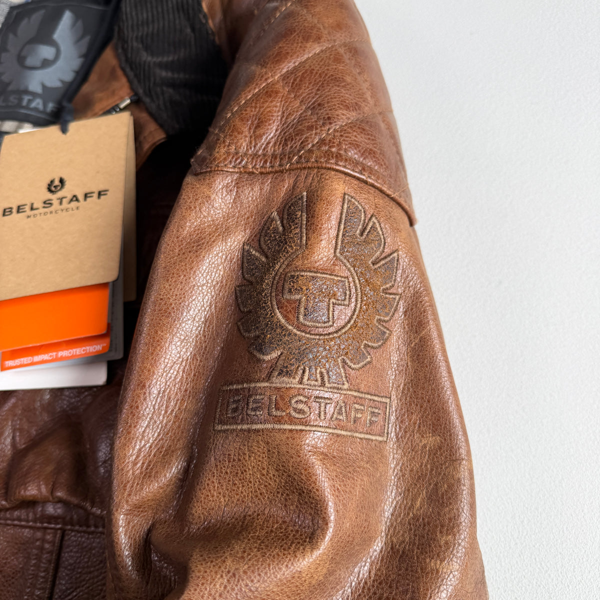 NWT Belstaff (L/XL) Turner Leather Brown Partial-Belt Motorcycle Jacket
