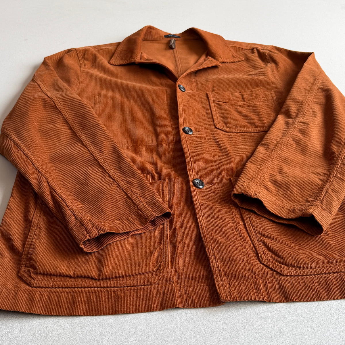 Drake's London (44 /XL) Burnt Orange Corduroy Chore Coat Jacket
